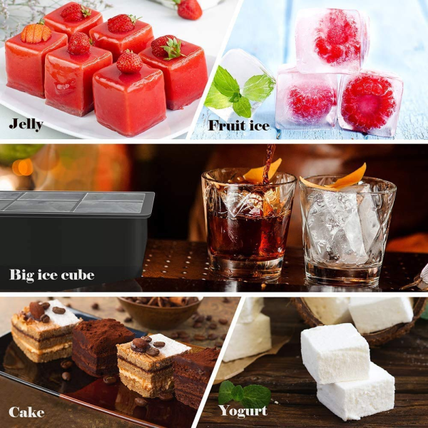 1 Pc Ice Cubes Tray, 6-grid Ice Cubes Maker Square Ice Cubes Tray Silicone Ice Mold Party Bar(random Color)