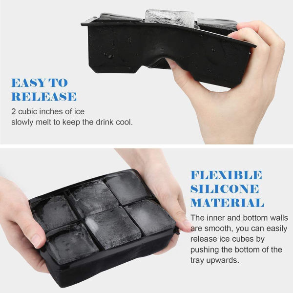 1 Pc Ice Cubes Tray, 6-grid Ice Cubes Maker Square Ice Cubes Tray Silicone Ice Mold Party Bar(random Color)