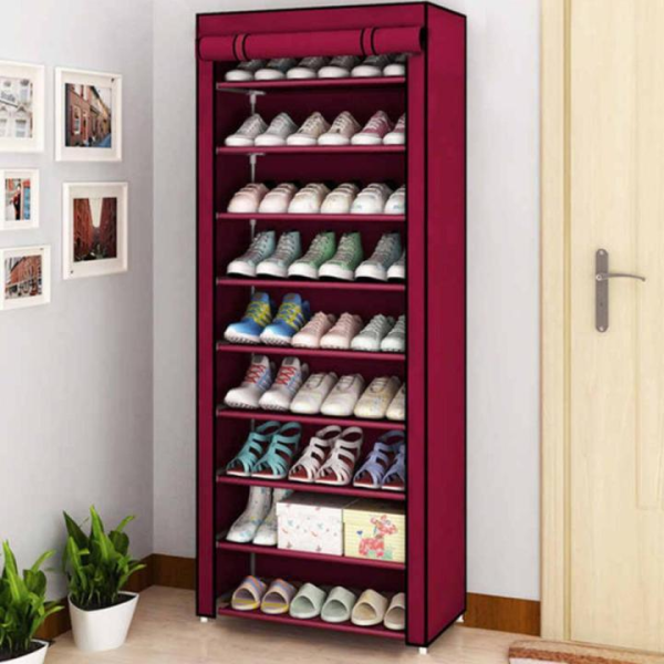 8 Layer Portable Dustproof Shoe Rack Non-woven Shoe Rack Storage Bag Closet Household Shoe Storage Rack Storage Cabinet (random Color)