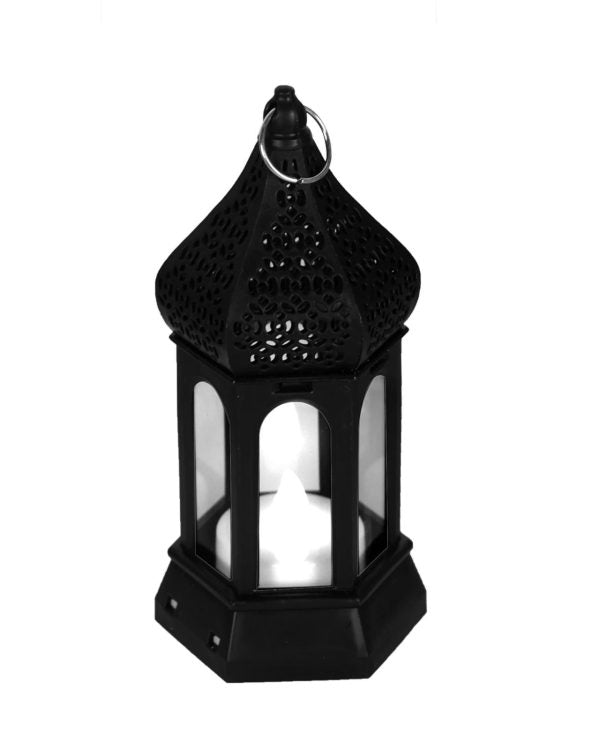 Antique Black Candle Lamp Atmosphere Decoration Creative Gift Hexagonal Wind Lamp Candle Lamp Led Wind Lamp Portable Small Horse Lamp