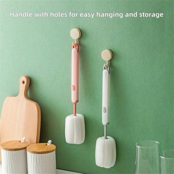 Long Handle Cup Cleaner Brush – Sponge Bottle Cleaner Brush For Cups, Water Bottles ( Random Color)
