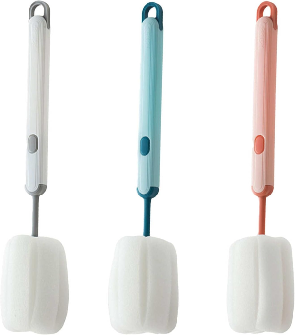 Long Handle Cup Cleaner Brush – Sponge Bottle Cleaner Brush For Cups, Water Bottles ( Random Color)
