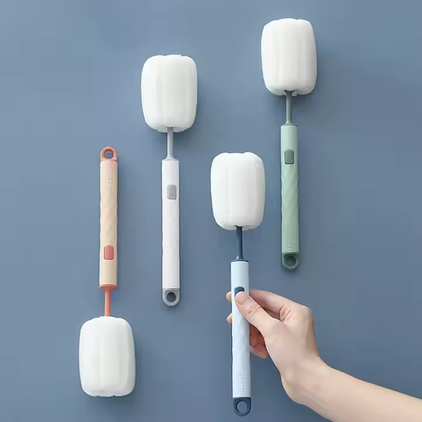 Long Handle Cup Cleaner Brush – Sponge Bottle Cleaner Brush For Cups, Water Bottles ( Random Color)