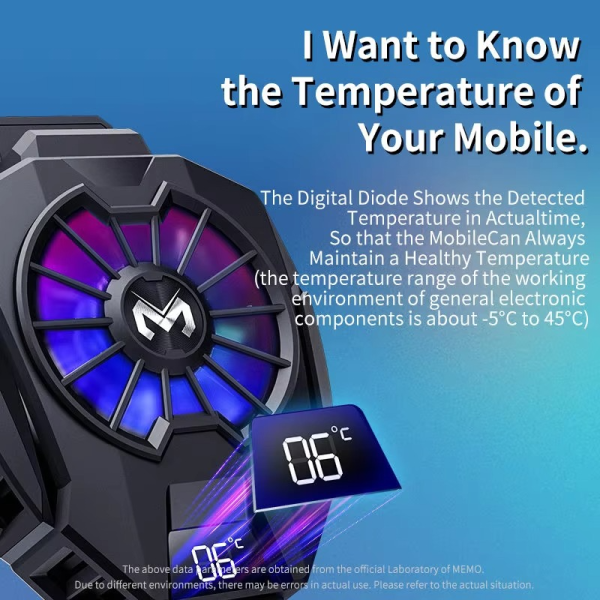 Memo Dl05 Portable Semiconductor Phone Cooler Fan – Multi-function Gaming Cooling Device | Best Quality Fan For Gaming – Random Color