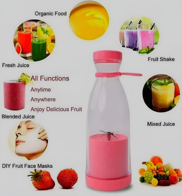 Mini Portable Blender Rechargeable Electric Fruit Juicer Mixers Rechargeable – 420ml ( Random Color )