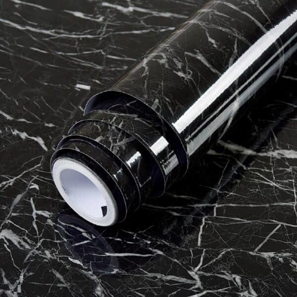 Self-adhesive Kitchen Black Marble Sheet- Waterproof Heat Resistant Sheet For Living Room, Bathroom, Kitchen Countertops Black Sheet – Size 60x200